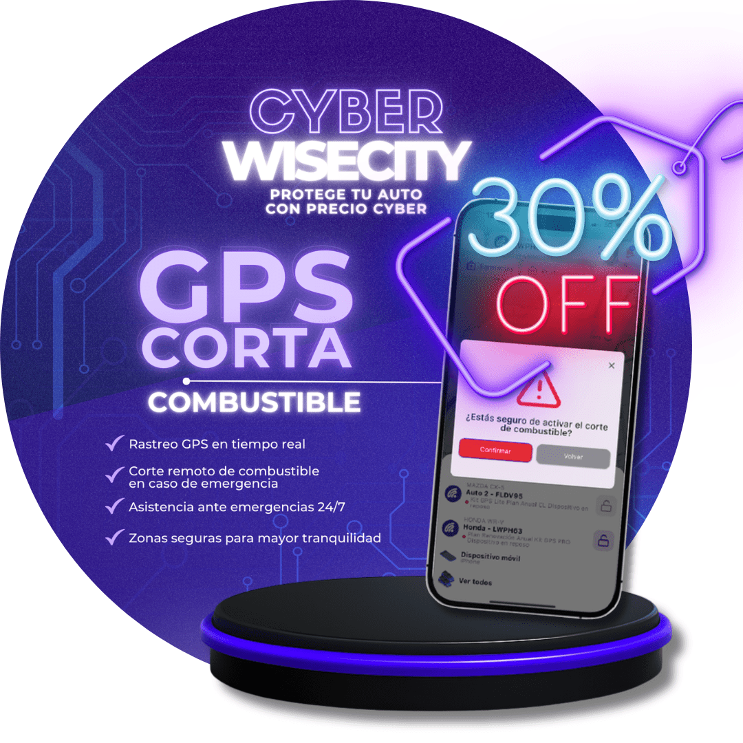 GPS WiseCity con Corte Remoto | Plan Anual con 30% OFF Cyber | ÚLTIMOS DÍAS - WiseCity Chile